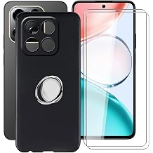Black Case for Honor Play 80 Pro 6.80" with 2 X Screen Protector + 360 Magnetic Ring Holder, Slim Shockproof Protective Cover Soft Silicone Phone Case for Honor Play 80 Pro