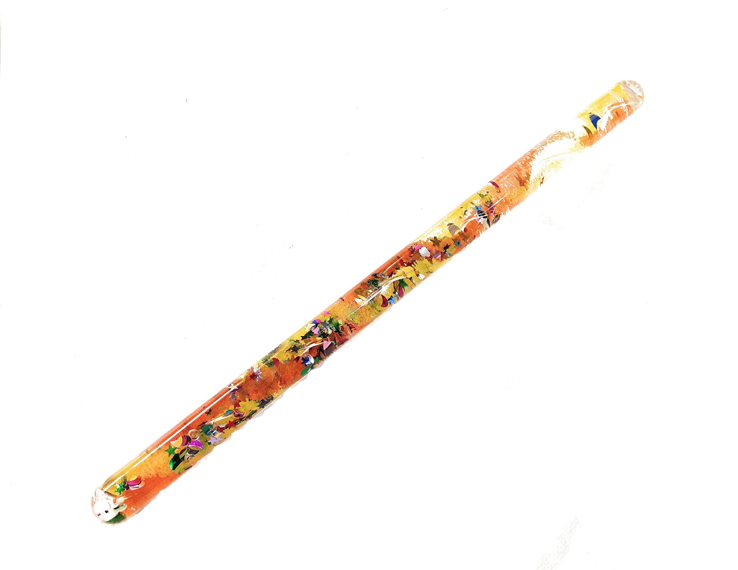 Spiral Glitter Wand Hand Fidget Wonder Tube 12 Inch Yellow/Orange