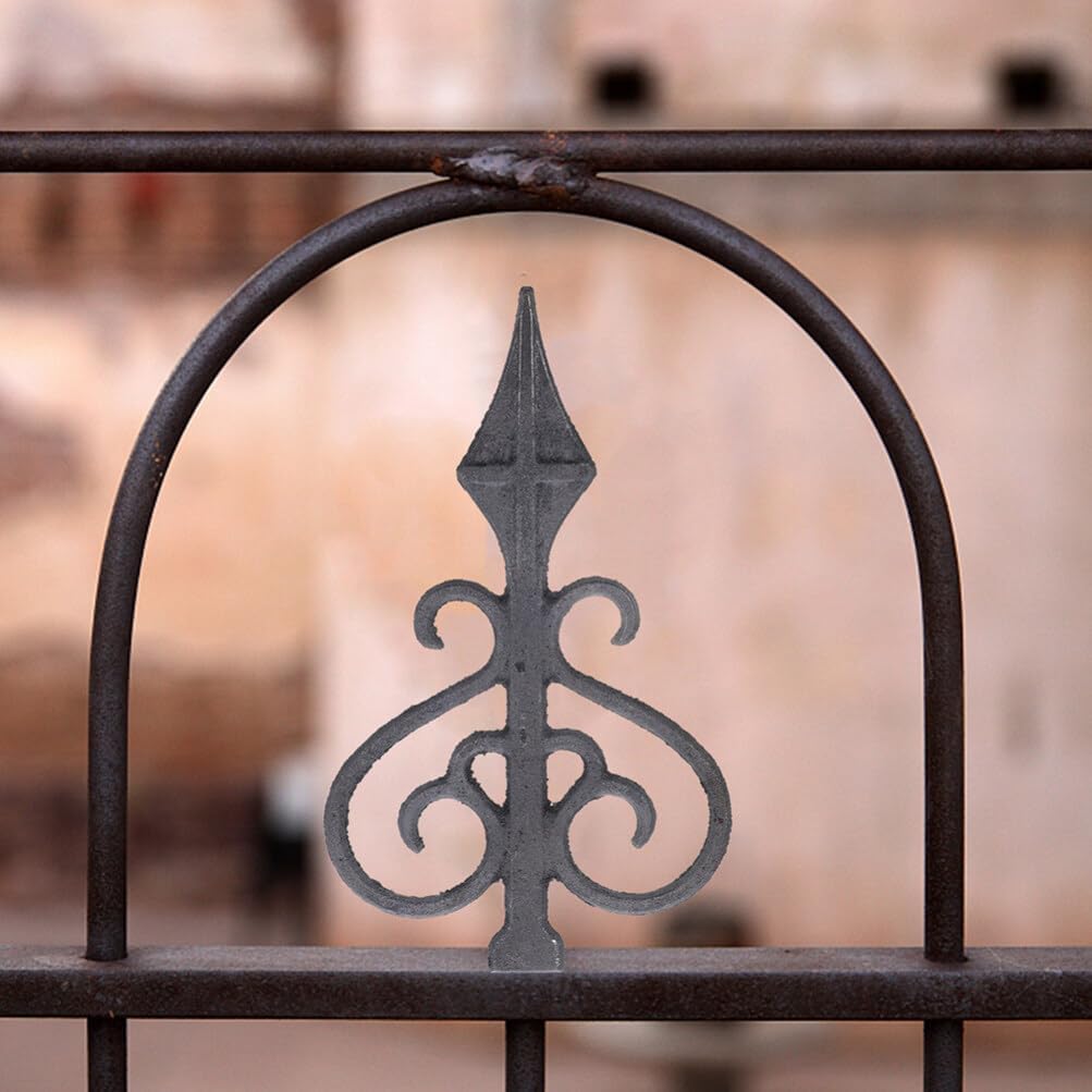 HANABASS Cast Iron Fence Toppers 4-Pack - Decorative Metal Fence Caps with Trident Design Outdoor Post Finials for Yard and Garden Easy Installation Replacement Accessories