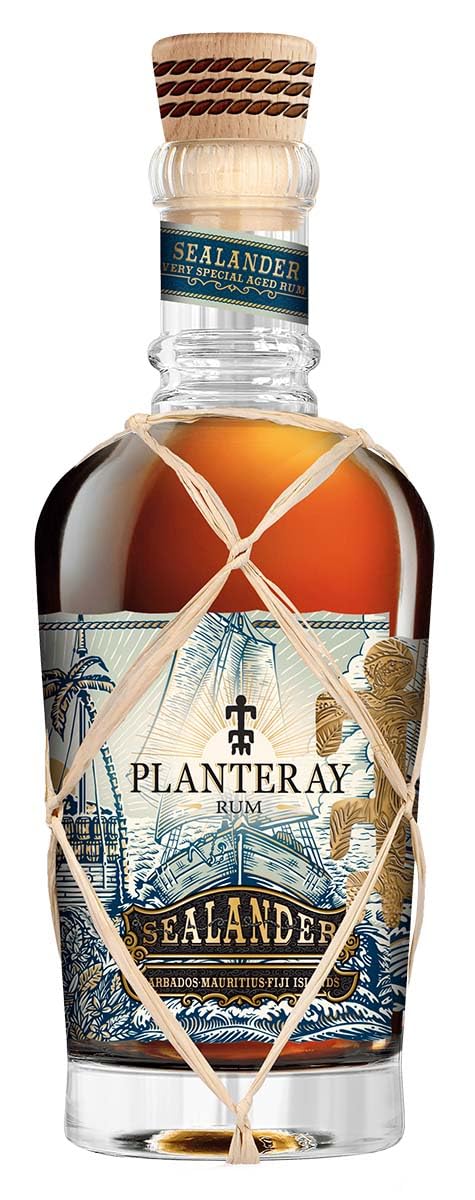 PLANTERAY RUM - Sealander Coffret - Bouteille 70cl + 2 verres - Rhum Vieux Ambré - 40% Alcool - Origine : Barbade/Fiji/Ile Maurice - Notes de Fruits jaunes & Miel