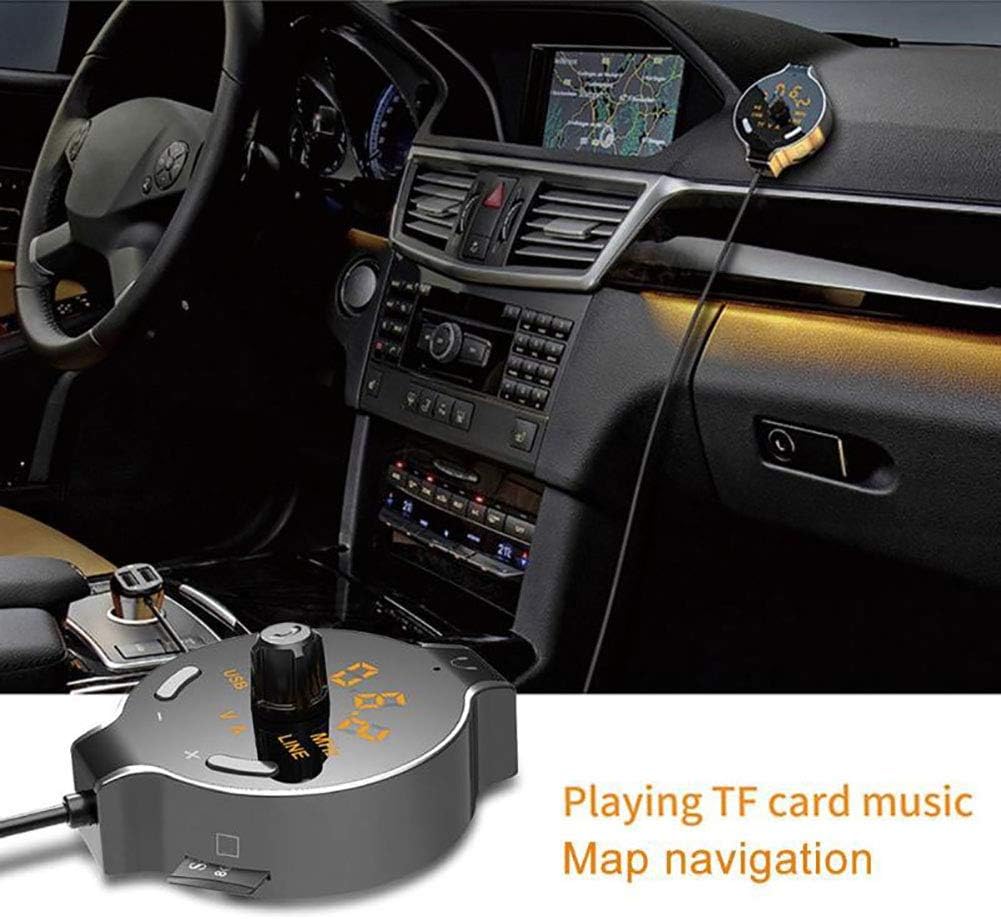 Bluetooth FM Transmitter for Car, Bluetooth 4.2 Handsfree Car Kit MP3 Player AUX Audio Music Receiver Adapter Battery Voltage Display Dual USB