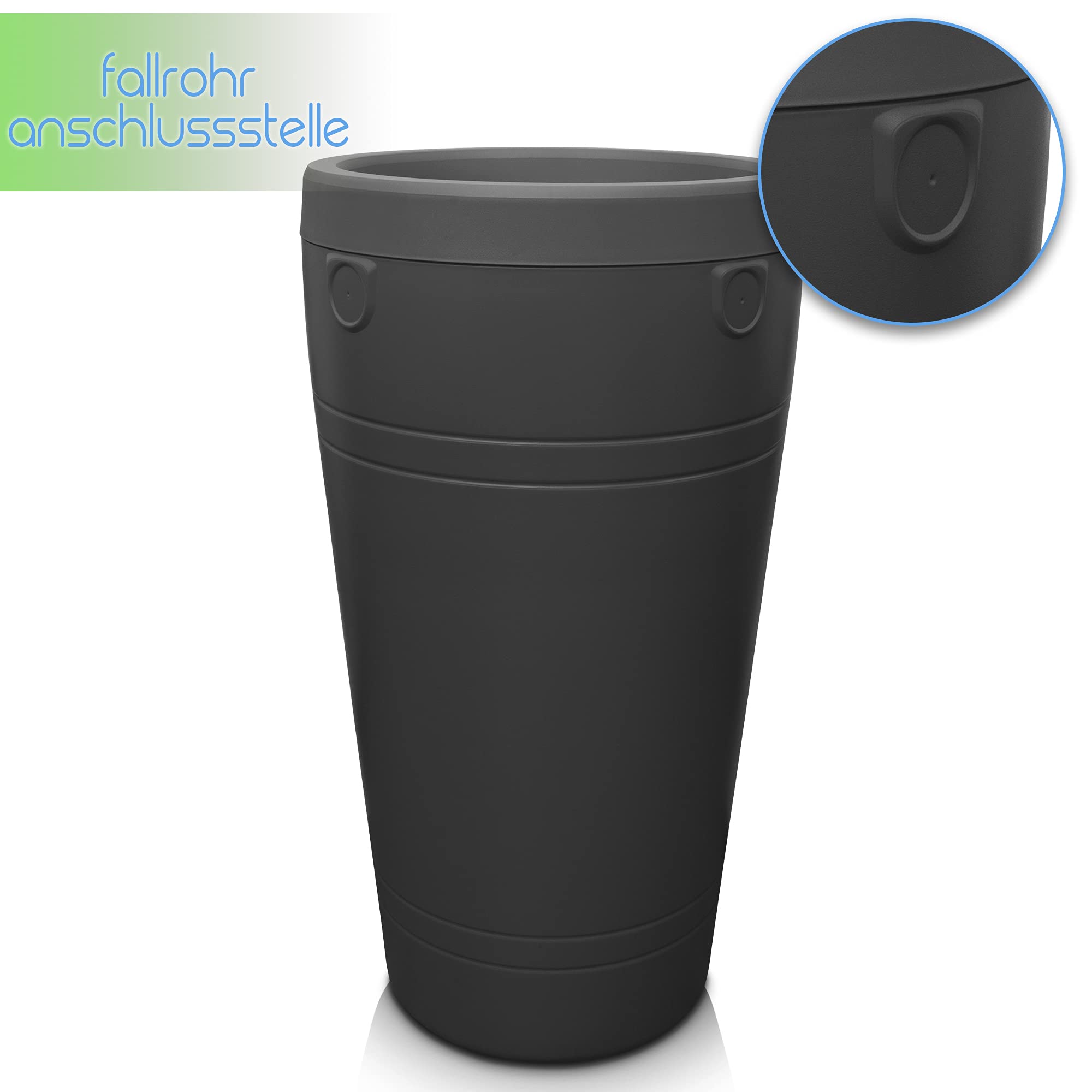 YourCasa Regentonne 230 Liter DECORE | Regenwassertank bepflanzbar | Regenspeicher Anthrazit | Schmal & Modern | UV-beständig | Recycelter Kunststoff