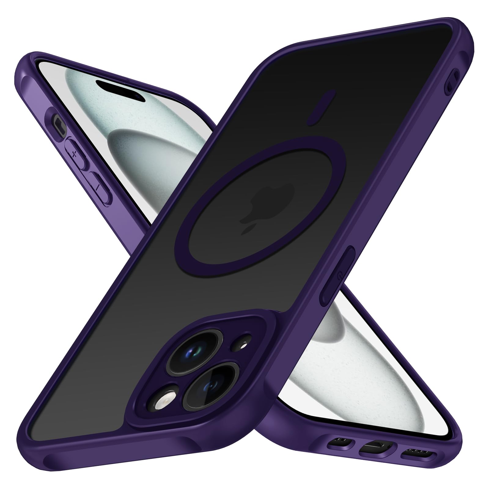 ivoler Funda Magnética para iPhone 15 Plus/iPhone 14 Plus, Compatible con MagSafe, [Protección Militar] Carcasa Protectora Antigolpes Antiarañazos Translúcida Mate Trasera Fina Case, Morado Oscuro