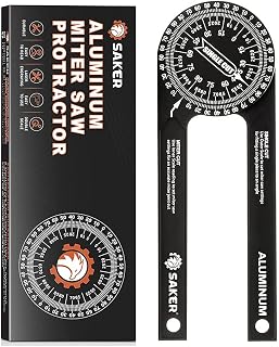 Saker 7-Inch Aluminum Miter Saw Protractor with Precision Laser Scales - Accurate Inside/Outside Angle Finder for Carpenters, Plumbers & Builders (Black)