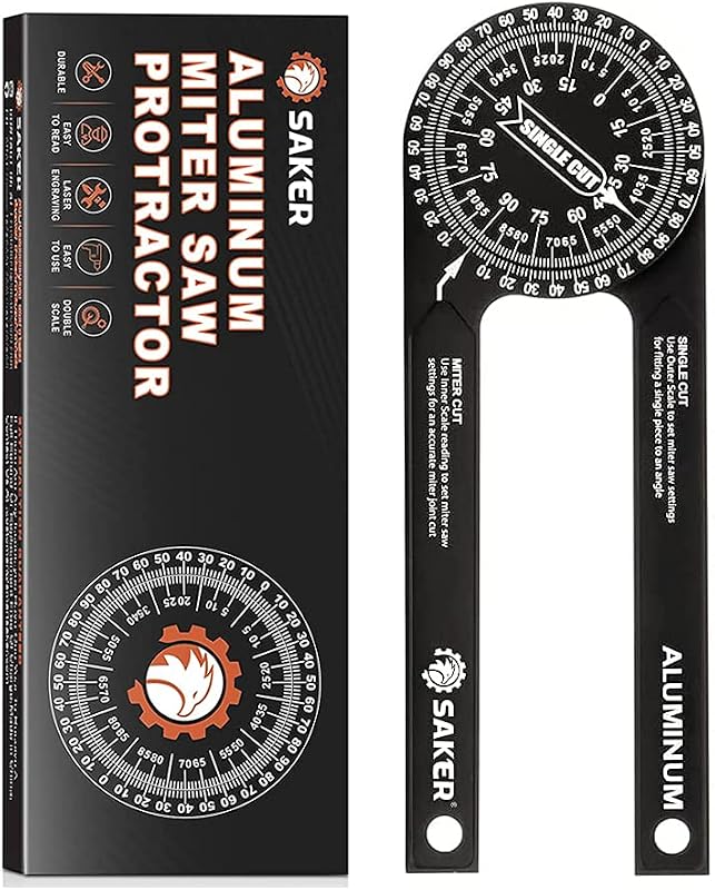 Saker Miter Saw Protractor 7-Inch Aluminum Protractor Angle Finder Black