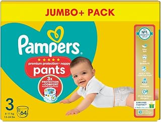 Pampers Premium Protection Pants - Size 3 - Mega Pack - 64 Pieces - 6/11 kg - Nappy Pants