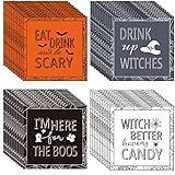 48pcs Halloween Napkins Witch Party Supplies Disposable Halloween Paper Drinks Napkins Set for Birthday Halloween Spooky Party