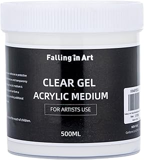 Falling in Art Clear Gel Acrylic Medium, 500ML/16.9Oz Gloss Gel Medium f...