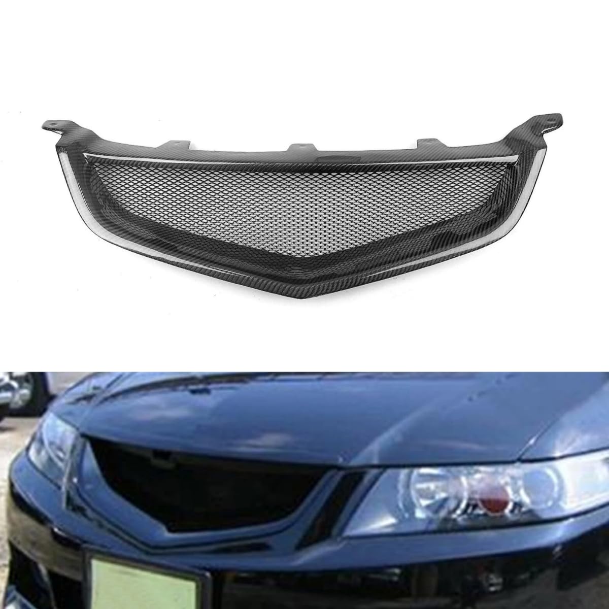 Evan-Fischer Grille Assembly Kit For 2004-2005 Acura TSX – Painted Black Shell And Insert Trim – 2-Piece