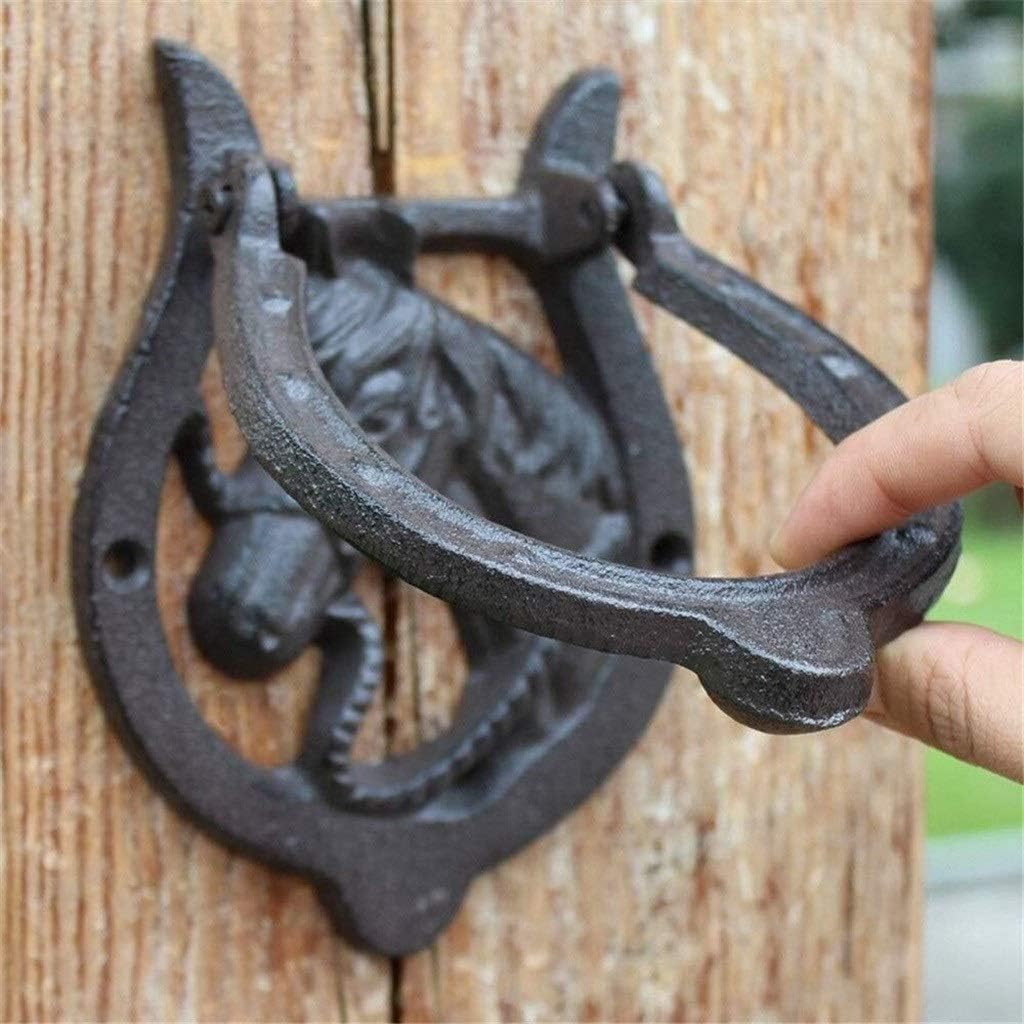 Retro Vintage Horse Head Door Knocker Handle Rough cast Iron Door Knocker Rustic Rough Iron Door Knocker Handle for Rustic Patio 1130
