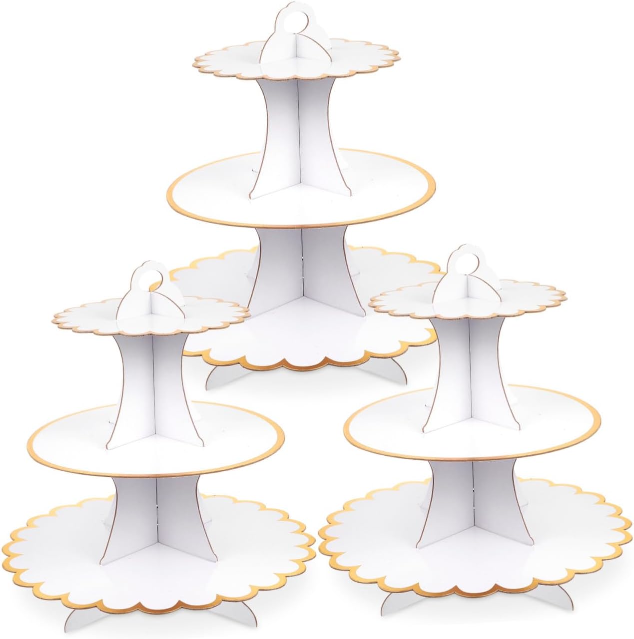 3pcs White Cake Stand Cardboard Cupcake Racks Party Buffet Dessert Holder Tower Design