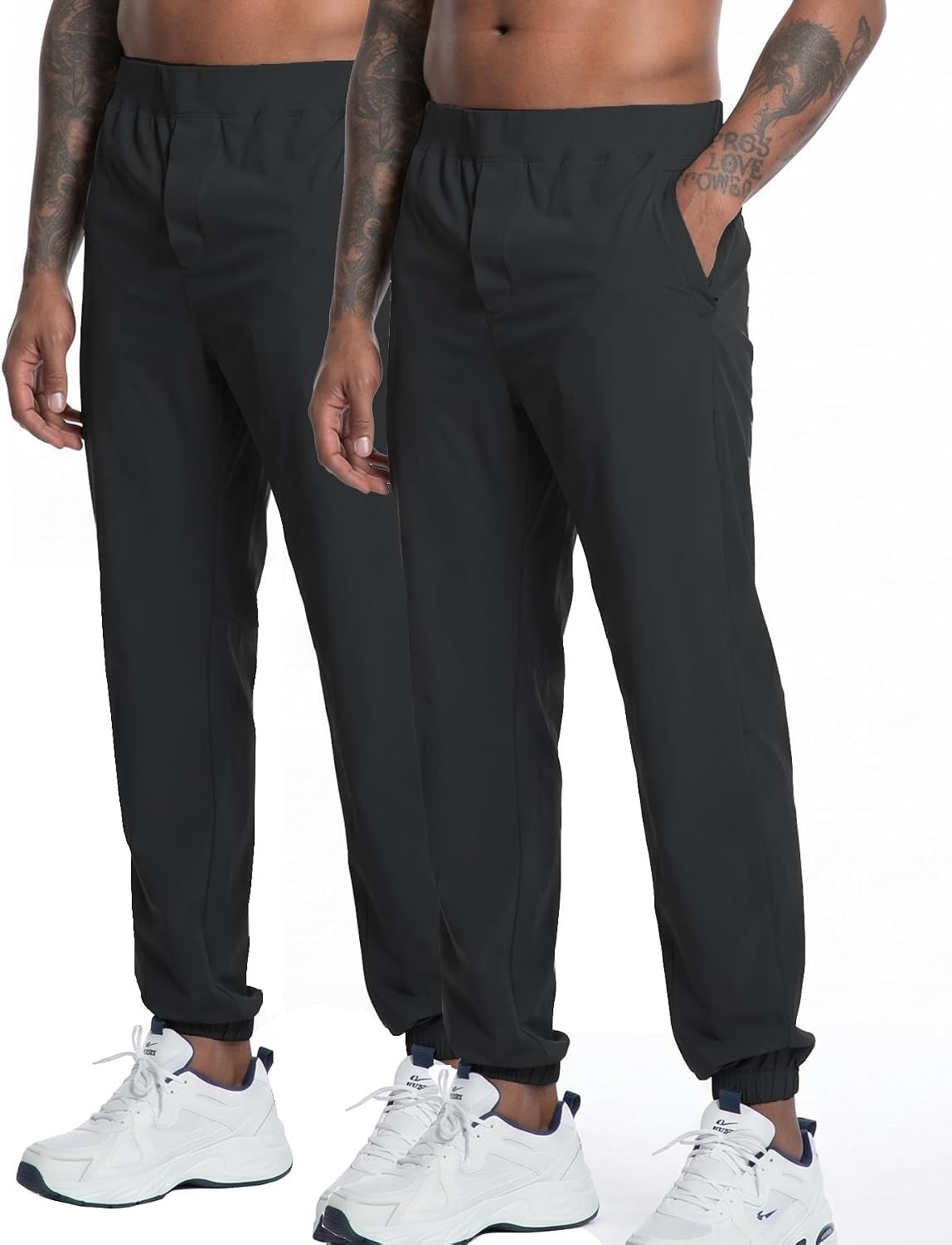 MERIDIANO Mens Hiking Pants Lightweight Quick-Dry Nylon Stretchy Joggers with Zipper Pocket Active Pants Outdoor Gym Travel