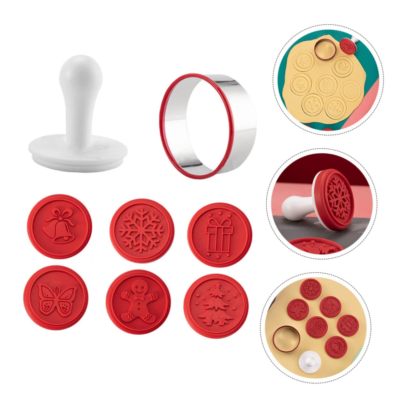 ABOOFAN 3 Set Timbro Biscotto Cartone Animato Decorare Mini Stampini Per Biscotti Scatola Di Biscotti Piccole Formine Per Biscotti Stampo Per Biscotti in Noce Acciaio Inossidabile Rosso