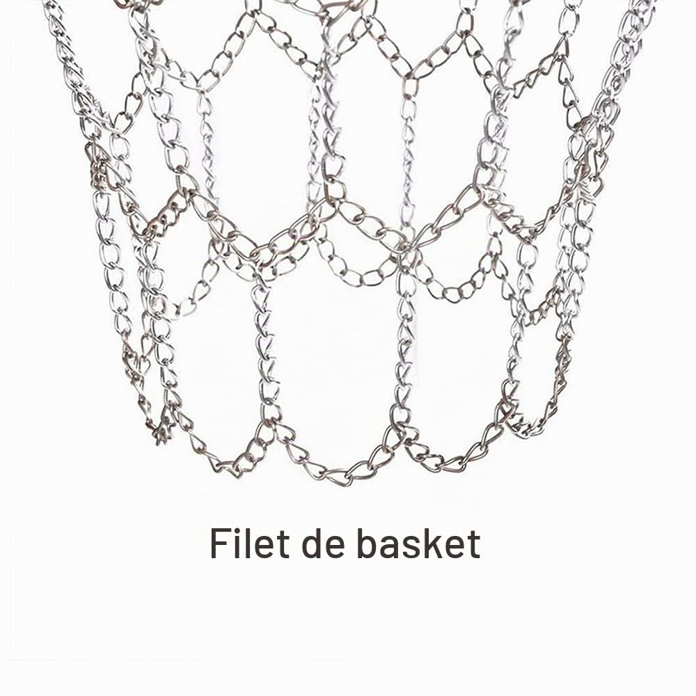Filet De Basket en Chaine, Basket-Ball Filet Remplacement, Filet de Basket en Métal, Basketball Hoop Net, Filet Robuste de Basketball, pour Terrain de Basket Intérieur, Terrain de Basket Campus