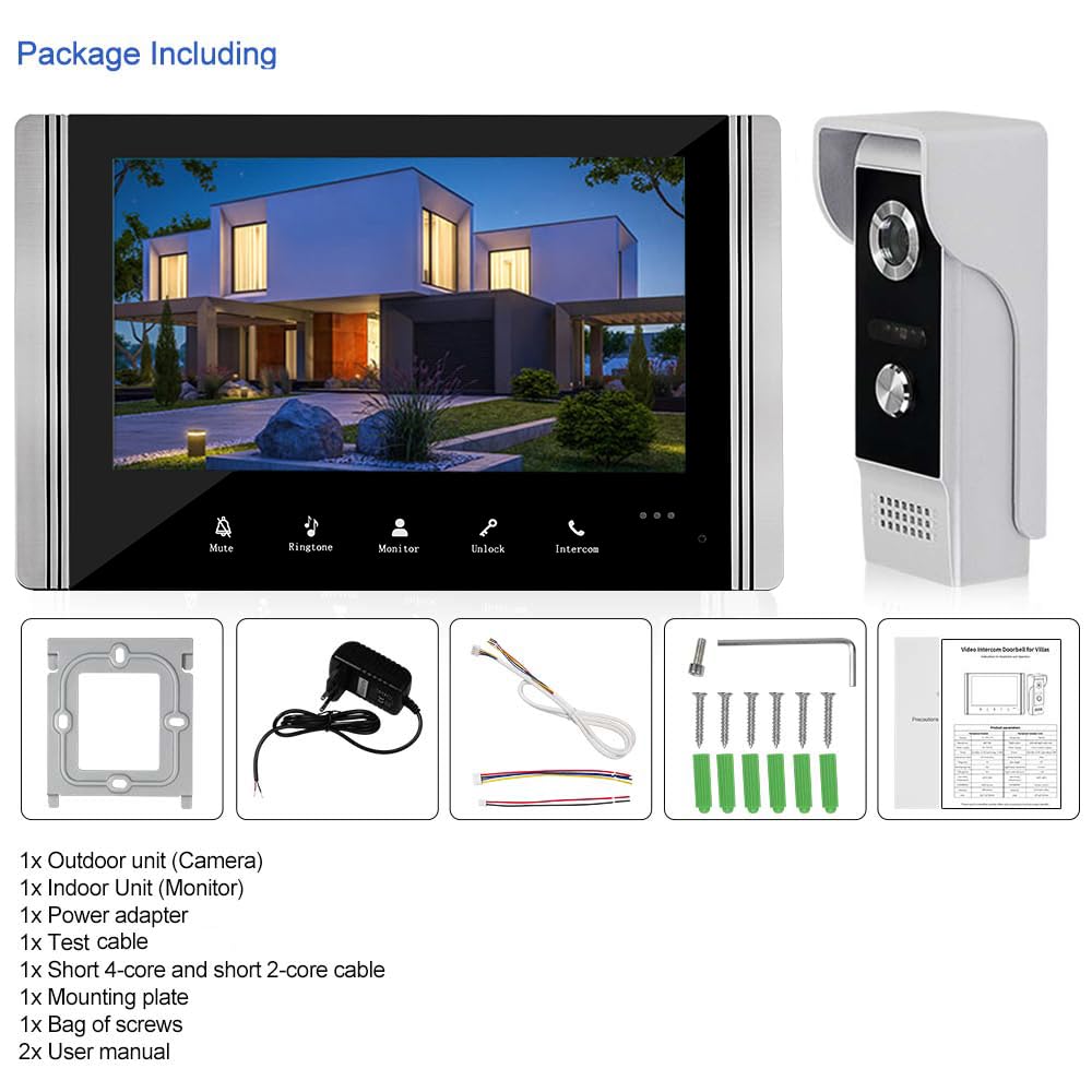 Videocitofono Cablato 7 pollici Vdeo Campanello Porta Kit Supporto sblocco Monitoraggio per villa Casa Ufficio Appartamento