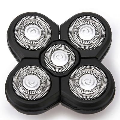 5-in-1 Men's Electric Shaver Replacement Heads, Floating Washable Blade Trimmer, Black