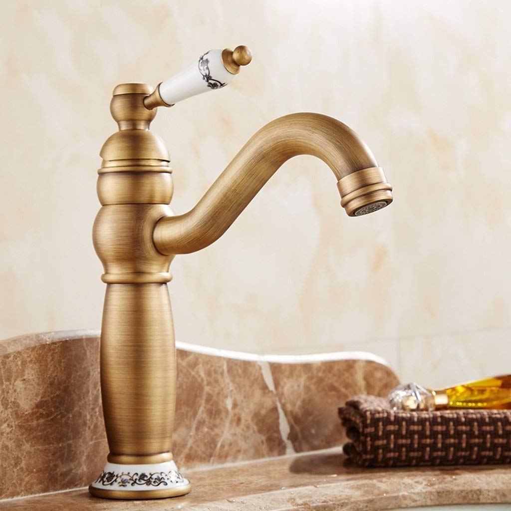 Robinet pour évier cuivre rétro eau chaude froide mitigeur salle de bain