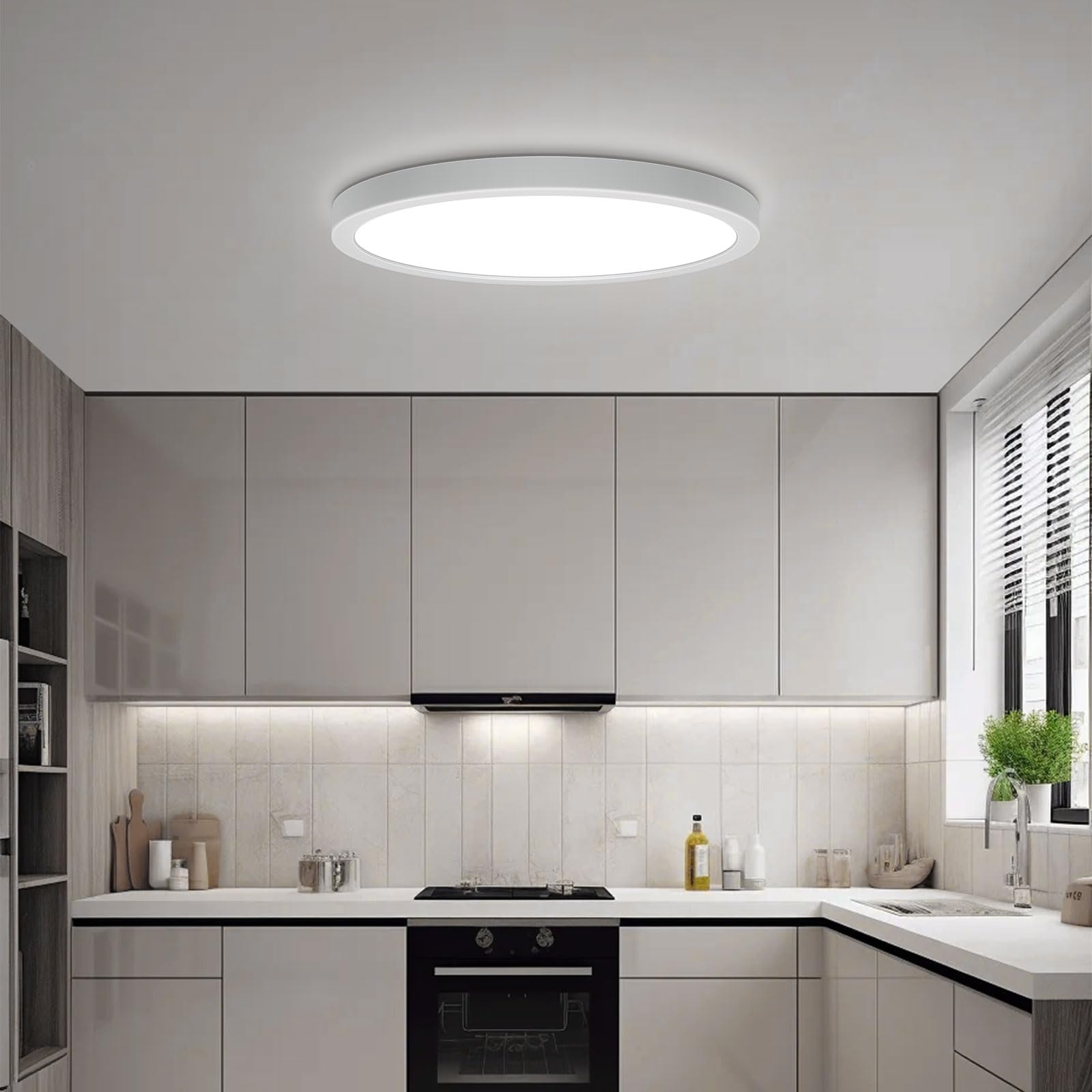 VIPMOON 24W LED Ceiling Light, Ultra-Thin Bathroom Lights IP20 Dustproof, Cold White 6500K Small Modern Round Flush Mount Ceiling Light for Kitchen, Bedroom, Toilet, Porch, Utility Room