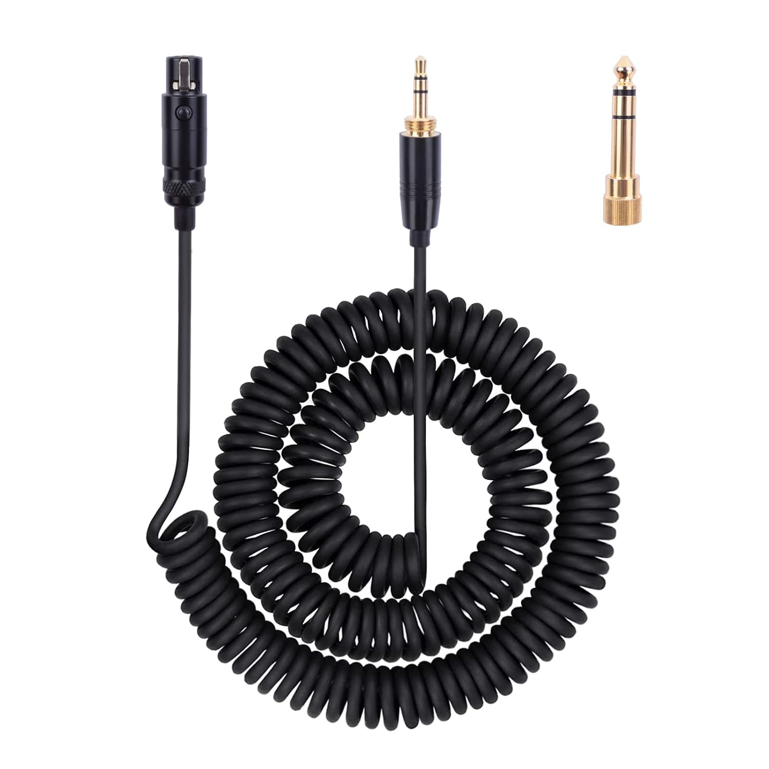 K702 Audiokabel, Spiralkabel, kompatibel mit AKG Q701, K712, K240, K240S, K240 MK II, K141, K171, K181, K271, K271S, K271 MK II, K241, K175, K275 Kopfhörerkabel. mit 6.35 mm-Adapter