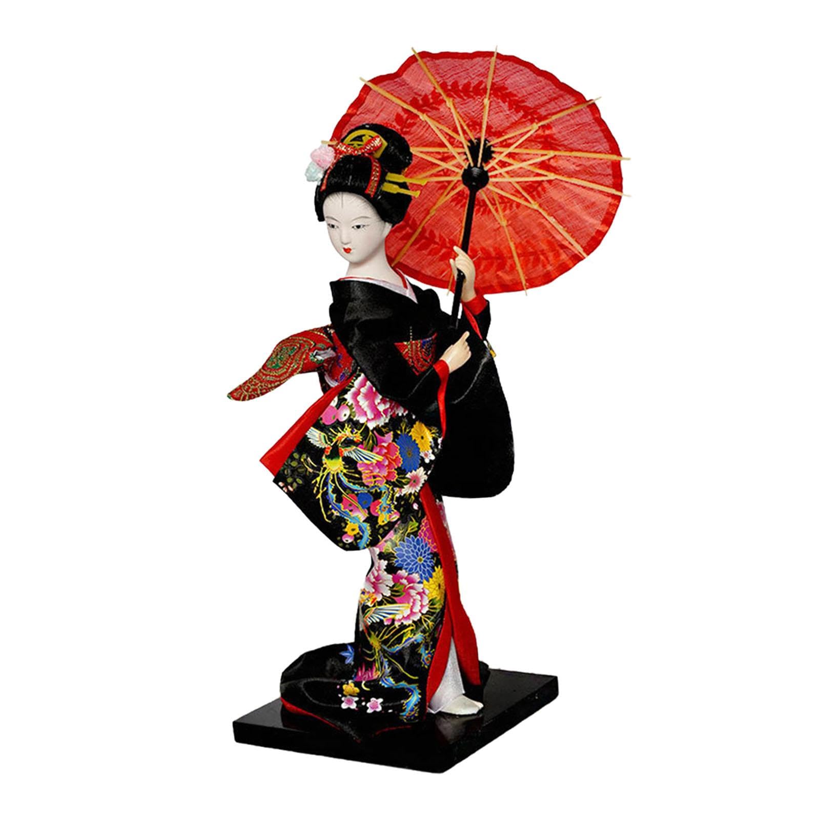 ATORSE Japanese Geisha Kimono Doll Resin Ornament 10 inch for Housewarming Bar Desk