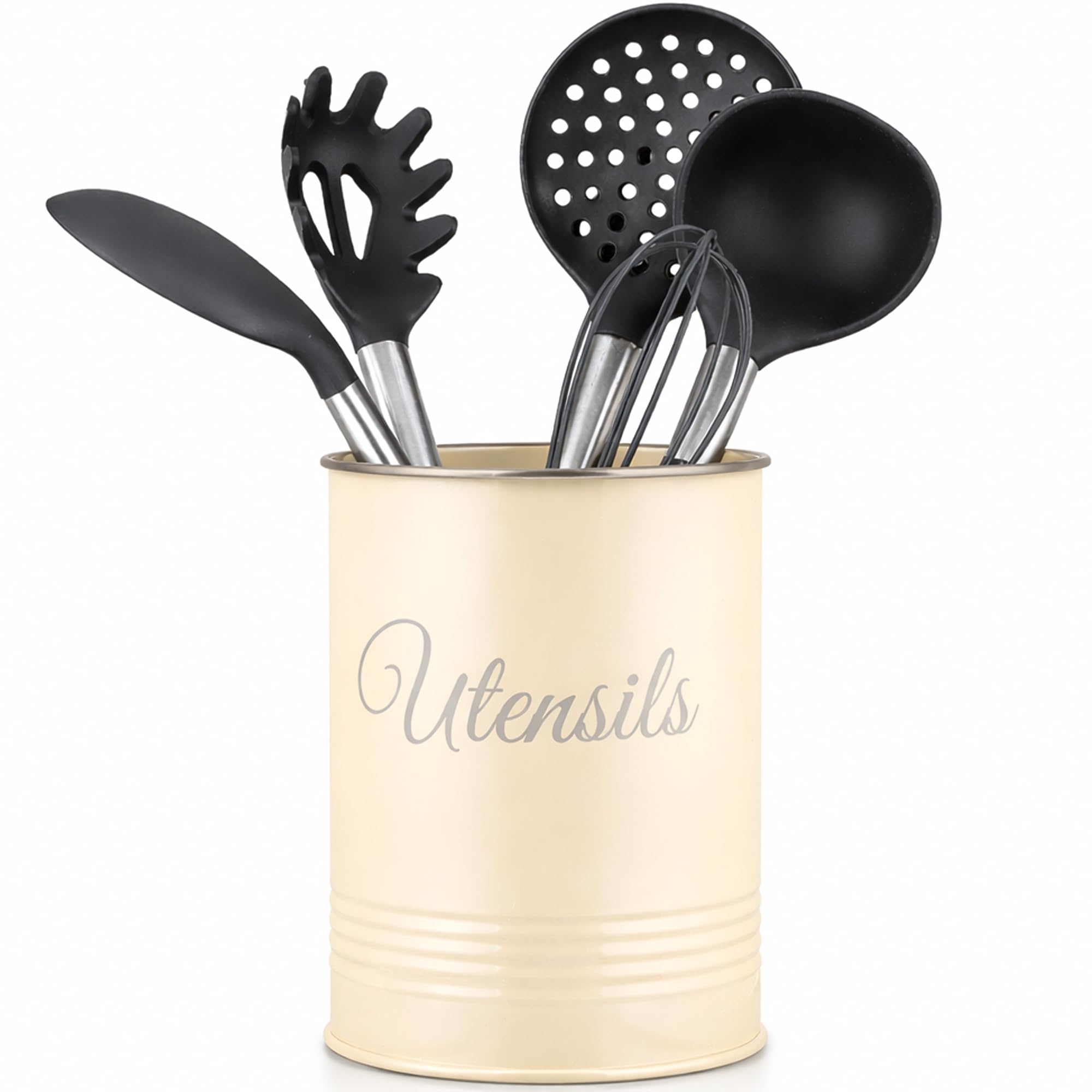 Innoteck Essentials Metal Utensil Crock HolderCream. from B&Q