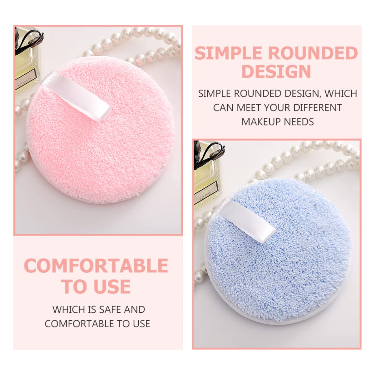 LIFKOME 5Pcs Convenient Rounded Makeup Pads Washable Cosmetics for Cleaning for Makeup Application and Removal