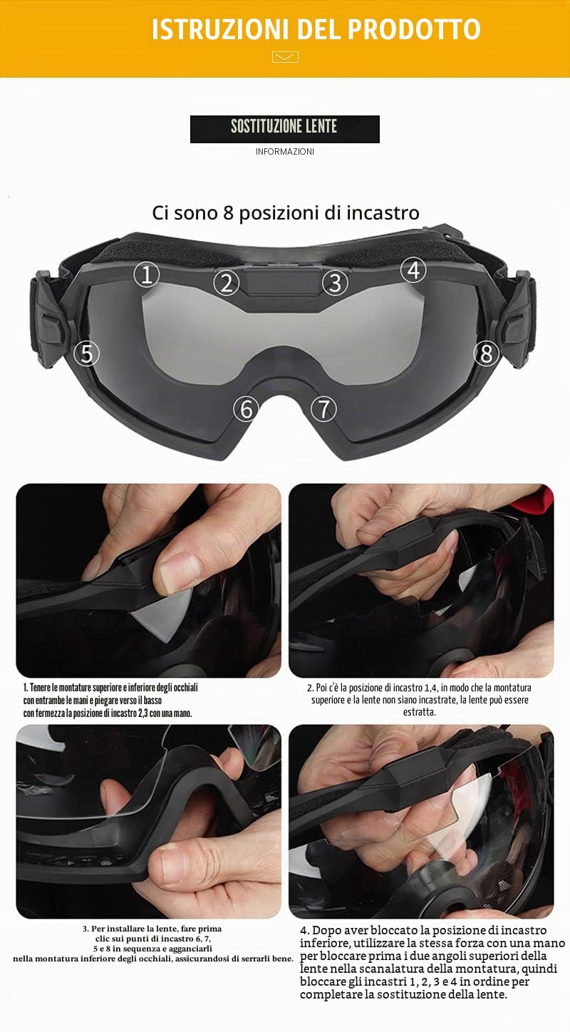 ACEXIER Tactical Airsoft Paintball Occhiali di Sicurezza Regolatore Regolabile Occhiali Set Antivento antiappannamento