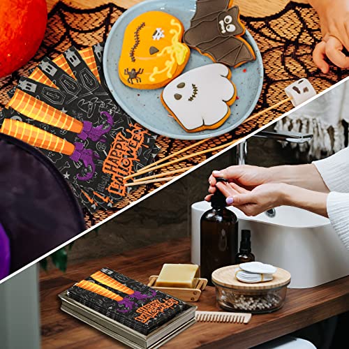 100 Halloween Napkins Happy Halloween Paper Guest Towels 3 Ply Decorative Napkins Black Witch Leg Boot Stripe Sock Disposable Hand Napkins For Bathroom Dinner Kids Party Haunted Party Supplies Decor #TOP1