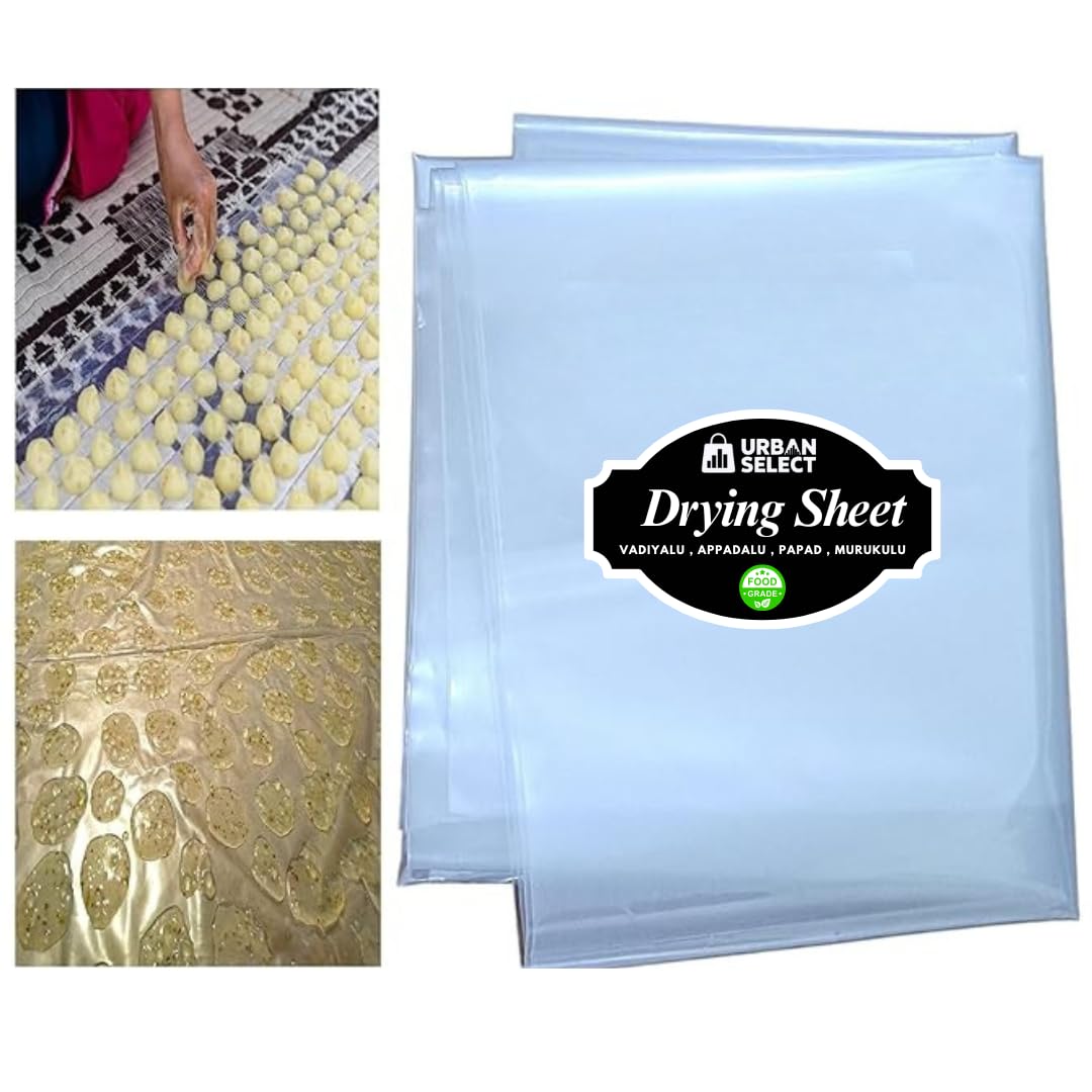 URBAN SELECT™ Polythene Sheet for Papad & Vadiyalu Drying – 130x60 Inch Jointless | Reusable, Heat Resistant, Washable Cover for Appadalu, Sun Drying, Domestic Use – 1 Pc Big Size-image-1