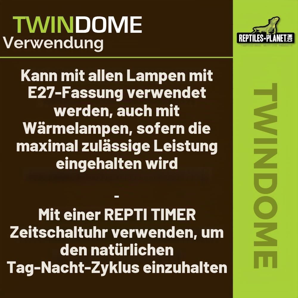 Reptiles Planet - Twindome 14 – Doppel-Lampenhalterung zum Aufhängen oder Aufstellen auf dem Terrarium – Ø 14 cm – H 16 cm