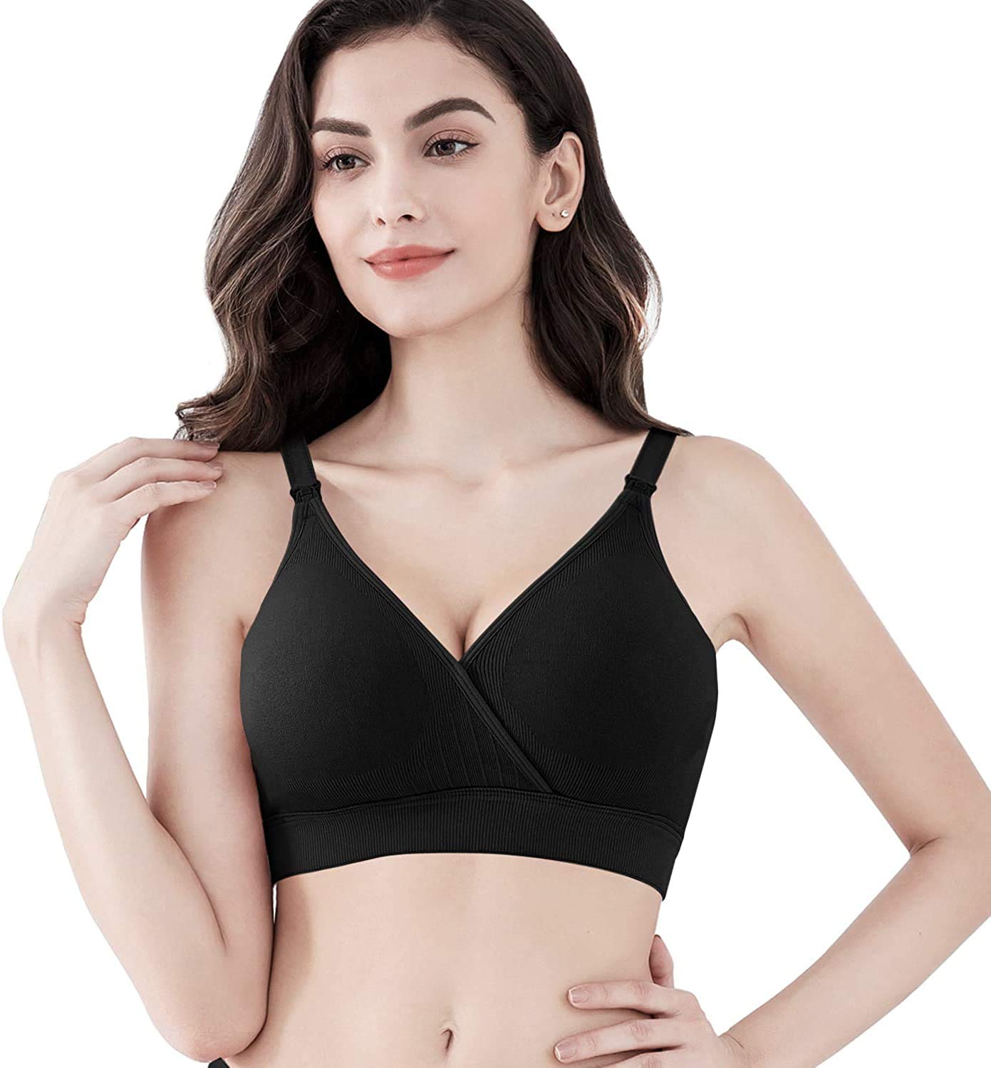 HBselect 2 PCS Reggiseno Allattamento con Estensione Reggiseno Bra Donna Morbido e Traspirante Reggiseno Senza Ferretto e Senza Cuciture
