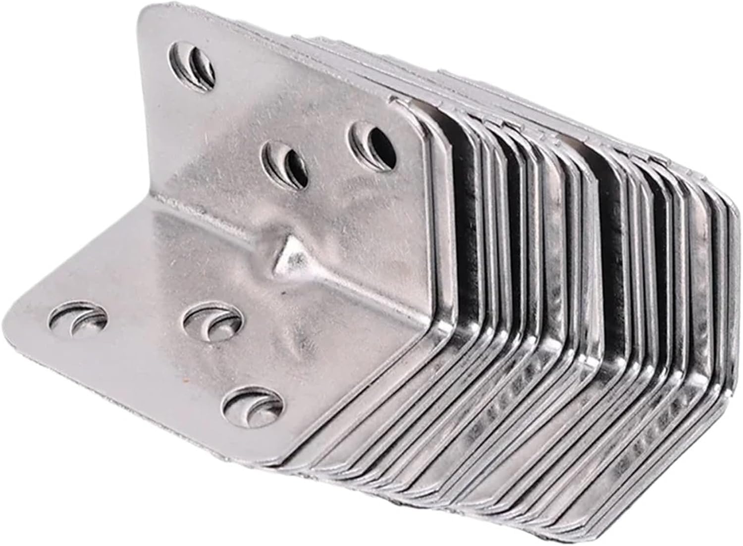 L Brackets Stainless Steel Corner Right Angle Fixed for Wood Furniture Bedframe Cabinet(6holes-30pcs)