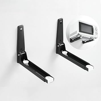 304 Stainless Steel Microwave Shelf Wall Mount,Microwave mounting kit, Foldable, 8 x 8.5 inches, Set of 2