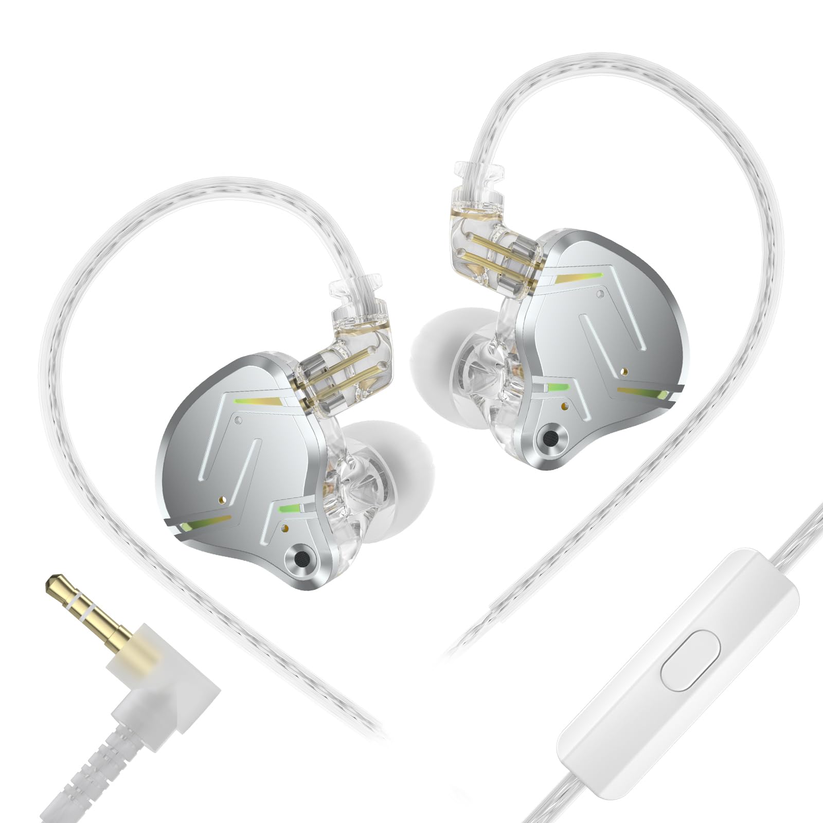KZ ZST PRO X イヤホン 有線 イヤモニ ゲーミングイヤホン 有線 KZ 1BA+1DD ハイブリッド 重低音 三頻均衡 カナル型 中華 モニターイヤホン ps5 リケーブル対応 銀メッキ リケーブル（シルバー・マイク付き）