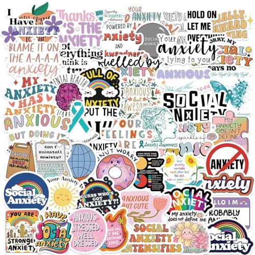 50 Pcs Anxiety Sensory Stickers, Mindfulness Positive Reminder Decals for Adults & Teens (Anxiety Sensory)