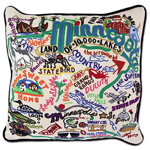 Catstudio Minnesota Hand Embroidered Decorative Throw Pillow