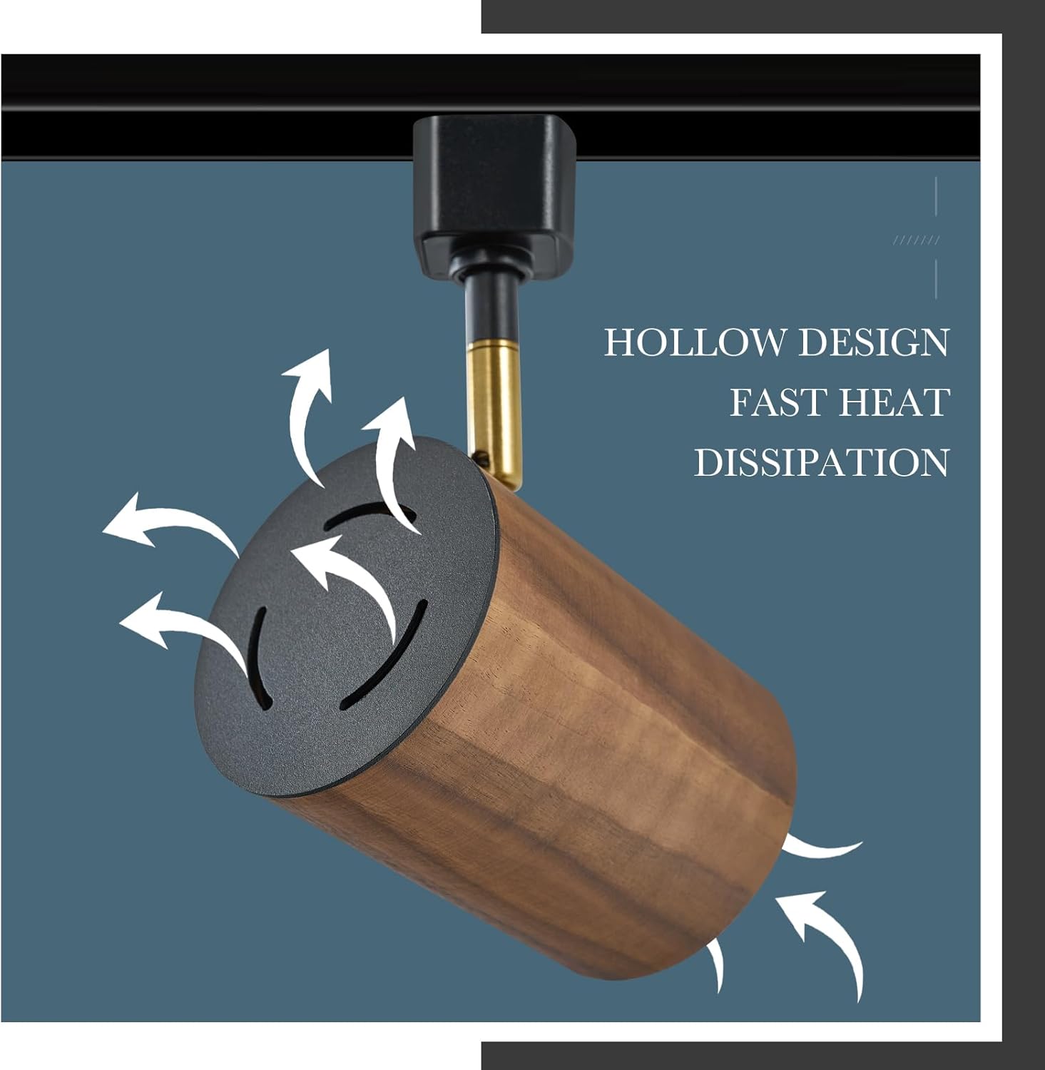Modern H Type Track Lighting Black & Walnut Wood - Pack of 3