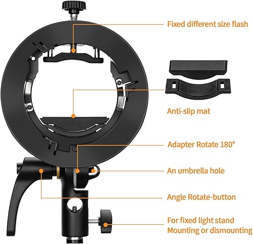Vista 5 de Godox Caja de luz portátil plegable de 32 x 32 pulgadas con soporte S2 Speedlite y rejilla de panal para estudio de fotografía, flash