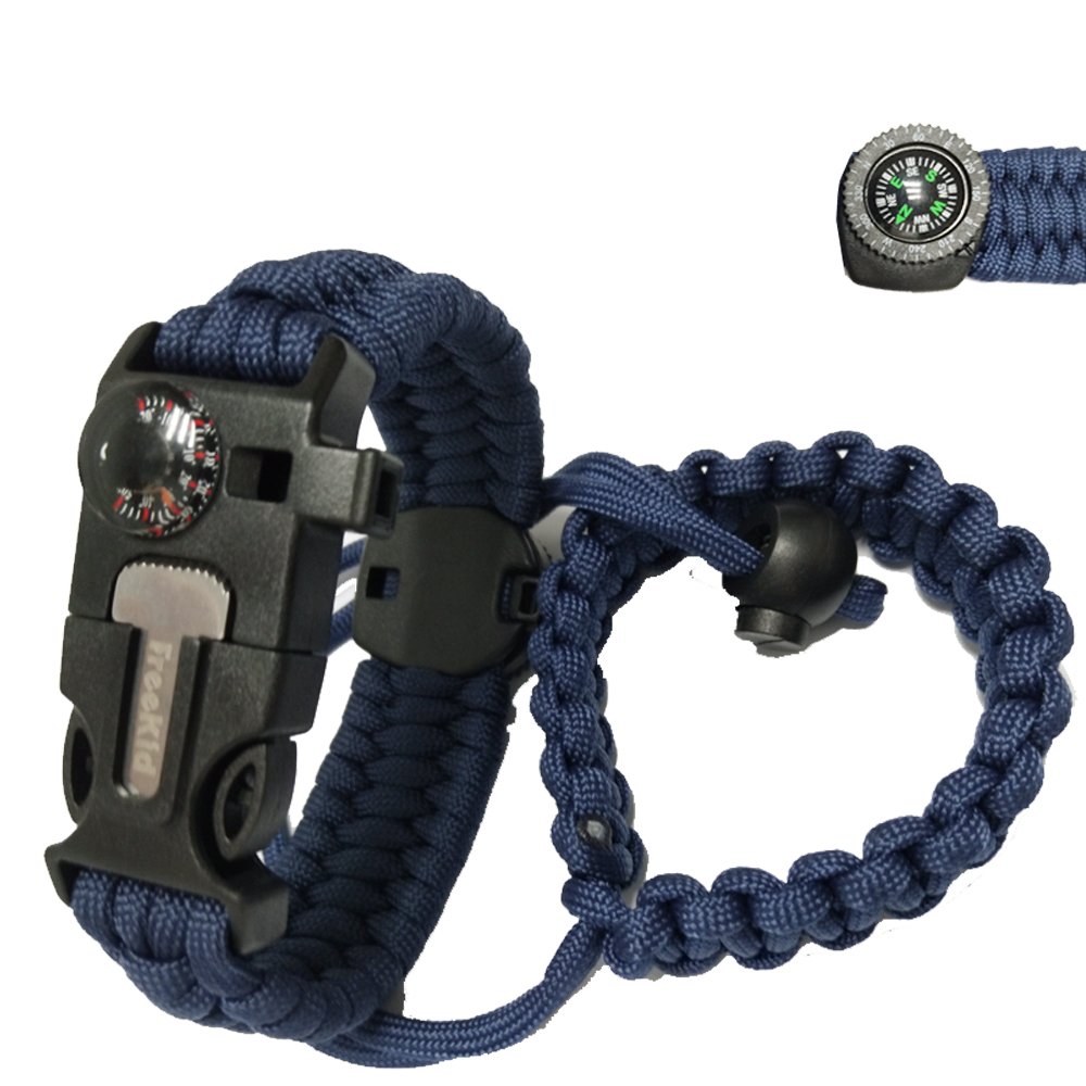freekid Survival Bracelet &Camear Rope Emergency Gear Mini Multi Tool Card Scrapper Whistle Compas Flint Fire Starter Fahrenheit Thermometer