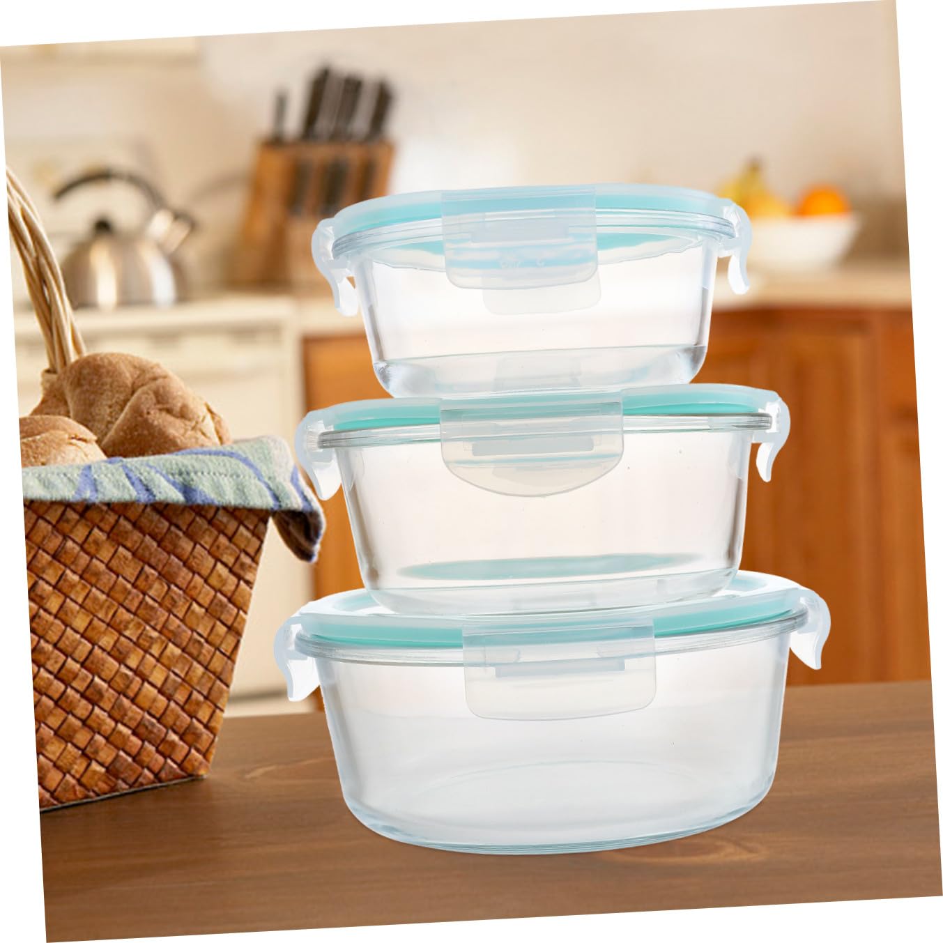 Cabilock 3piezas Fiambrera Tapas Contenedor Alimentos Microondas Multicompartimento