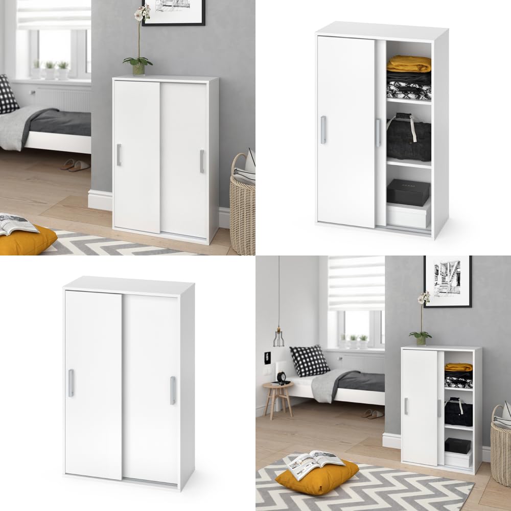 Vicco Kleiderschrank Falk, Weiß, 68 x 108.5 cm, geeignet zur platzsparenden Aufbewahrung von Kleidung