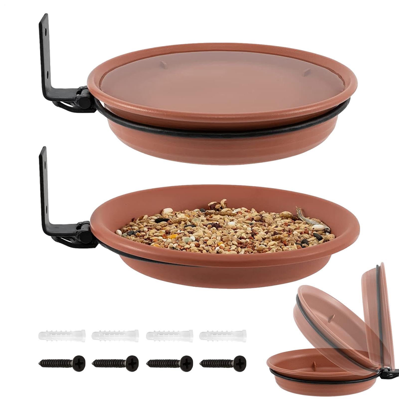 Wall Mounted Bird Feeder - Tree Mounted Bird Feeder, B́ird Bath For Garden, Set Of 2 Tree Ḿounted B̀ird Feeders, Heavy Duty Outdoor & Feeding Tray | Wall & Fence M̀ounted Water F́eeder Hummingbirds,