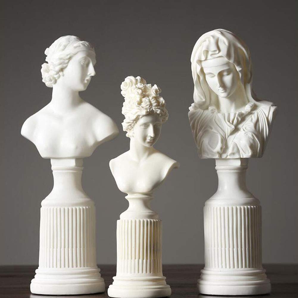 Escultura De Busto,Estatua Griega Clásica Estatuilla De Resina Arte Decoración del Hogar para Boda Fiesta Artesanía SPA Meditación Adornos-blancob 45x18x12cm(18x7x5inch) Regalo Novedad