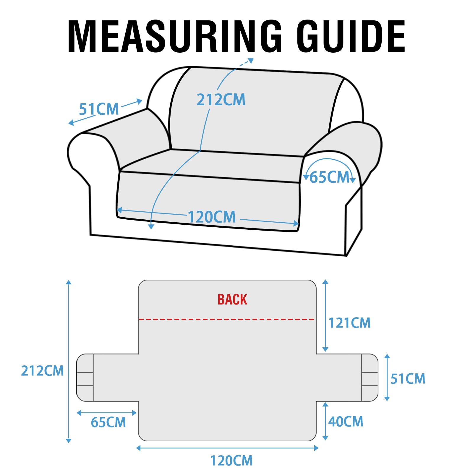 H.Versailtex Sofa Cover 100% Waterproof Sofa Covers 2 Seater Couch Covers Sofa Slipcovers with Elastic Straps Triple Non-Slip Sofa Cover Furniture Protector for Kids Black - Image 2