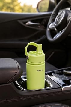 350 ml Kulplu Pipetli Çelik Termos Bardak – BPA Free, Taşınabilir Mini Termos, Krem Renk