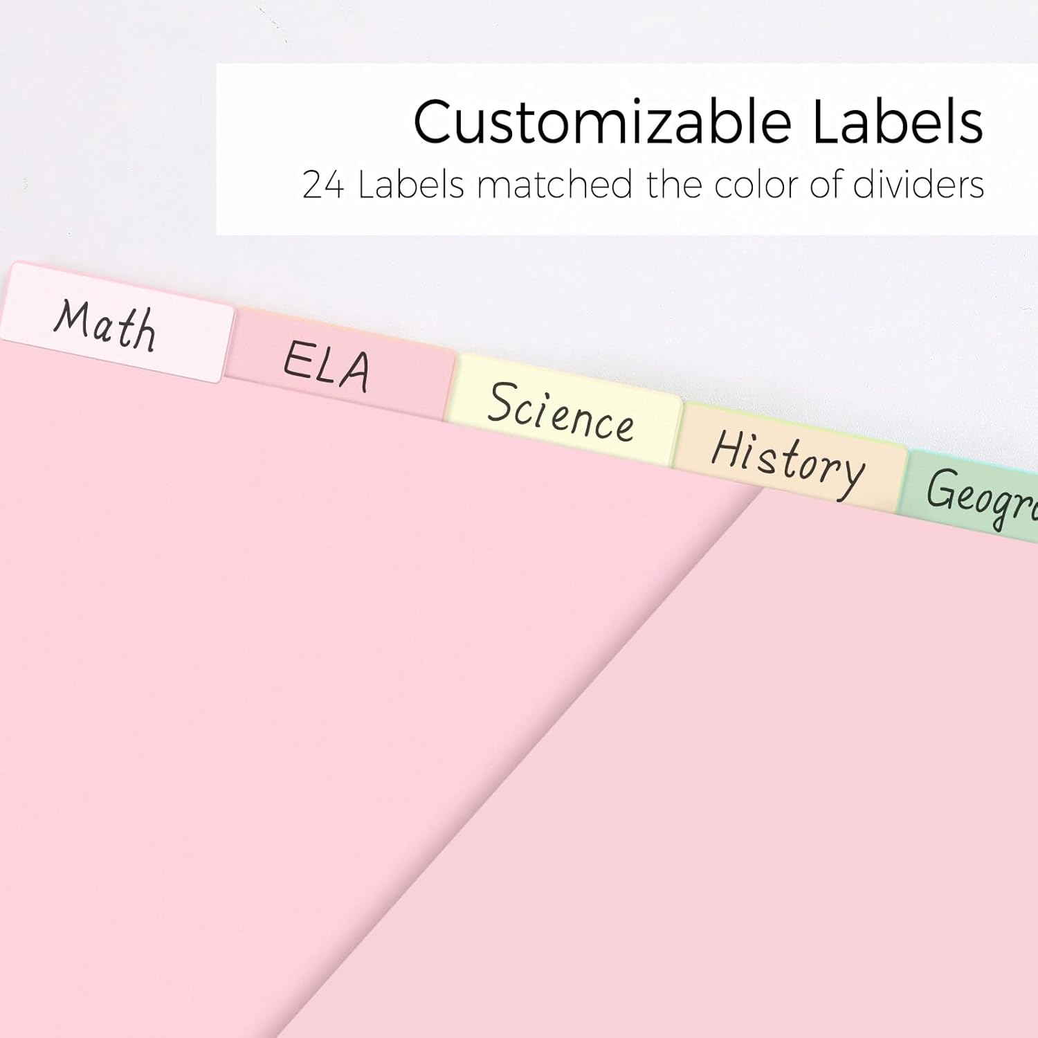 SKYDUE Pastel Binder Dividers with Pockets – 8-Tab Durable Plastic Dividers for 3-Ring Binder, Single Pocket File Organizers with Matching Label Stickers - Image 5