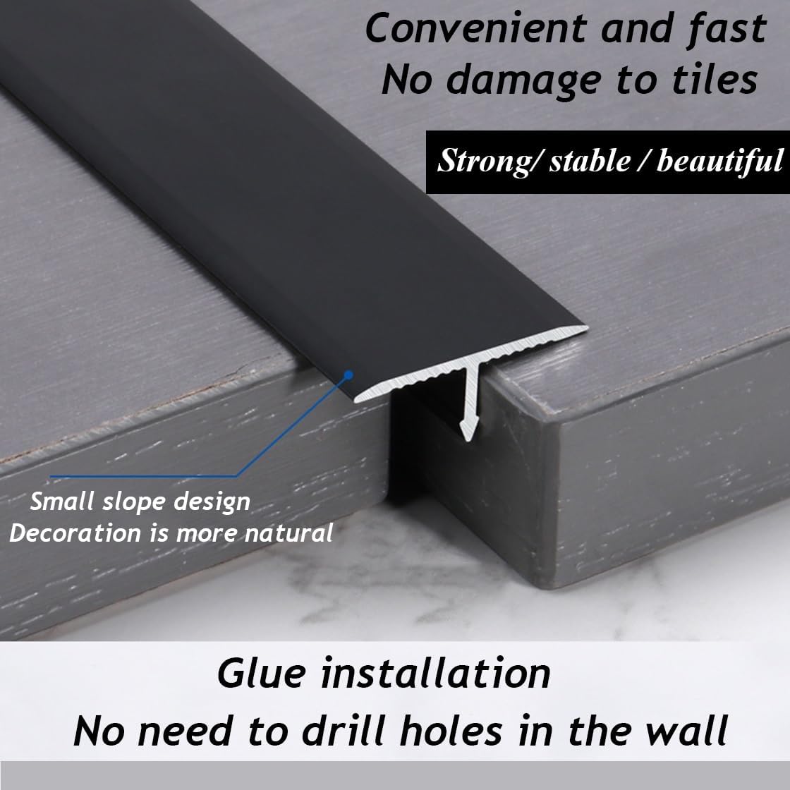 Floor Transition Strip, Aluminium Alloy T Molding Floor Cover Strip for Wood/Tile/Vinyl/Laminate Floors Bridges The Gap, Threshold Strip, Flat Divider Strip(Gold,10mm)