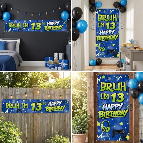 Vicycaty Bruh I'm 13 Gamer 13th Birthday Decorations for Boys 2 Banners by Vicycaty - Used condition - Image 4