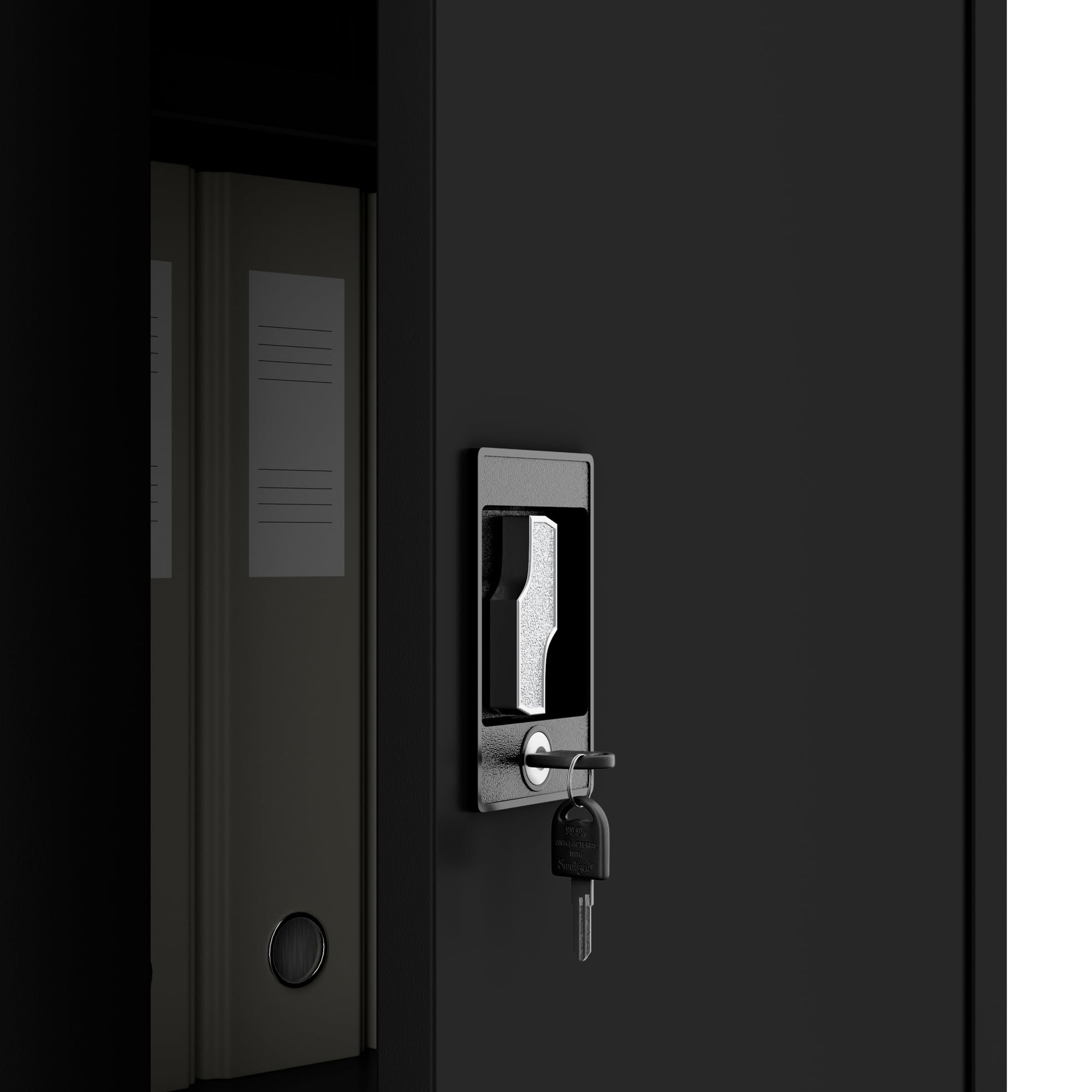 Jan Nowak Metallschrank abschließbar Büroschrank Werkstattschrank Dokumentenschrank Ordnerschrank kompakt aus Stahl 93 x 90 x 60 cm mit verstellbaren Regalböden, Aktenschrank