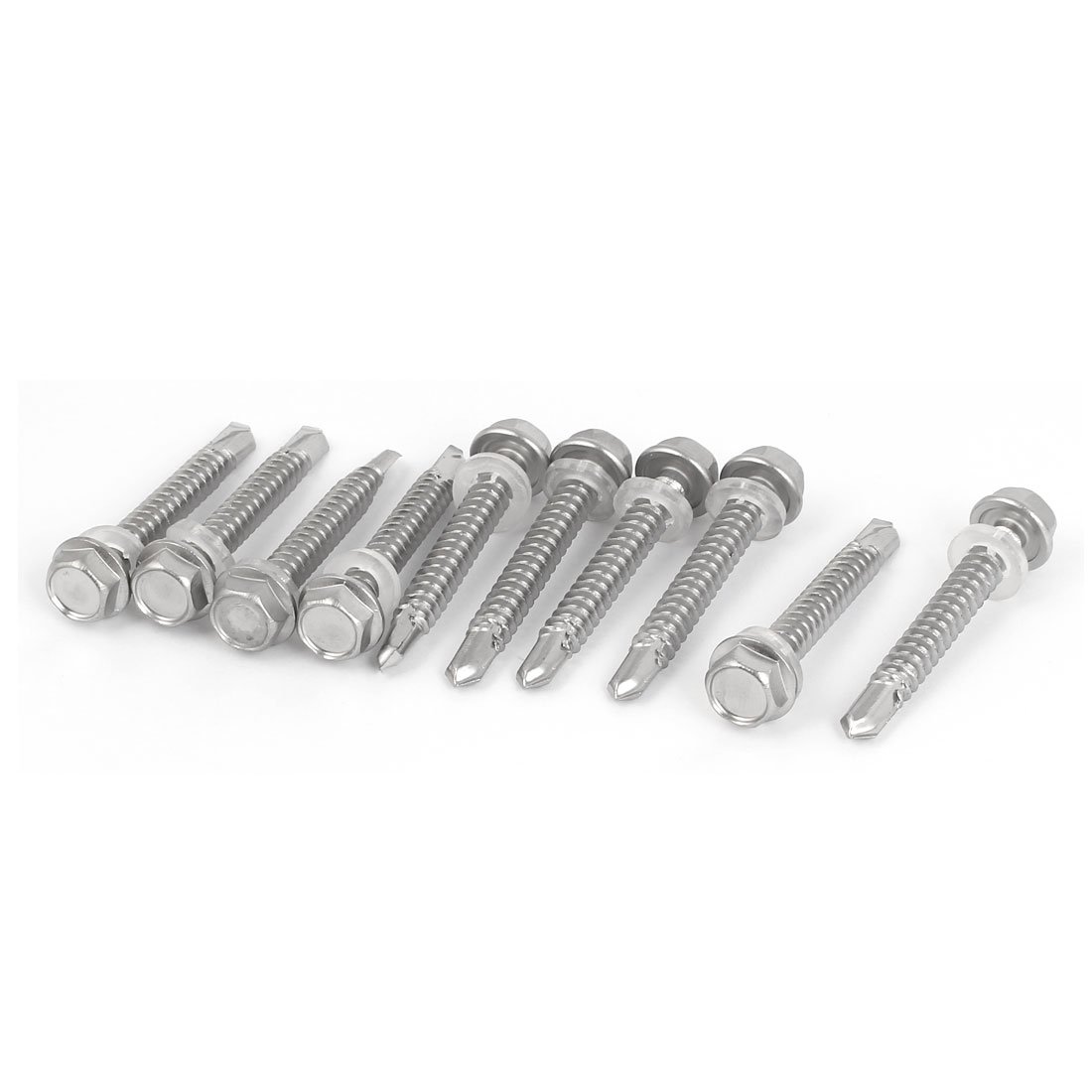 Merriway BH04084 Tornillo Autoperforante Cabeza Hexagonal Unida Wshr Zp 6,3 X 25 Mm, Chapado En Zinc Brillante, Set De 2 Piezas